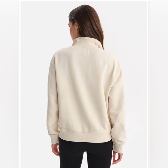 Mate The Label Organic Cotton Fleece Quarter Zip Sweatshirt Cream Pullover Med - Picture 7 of 16